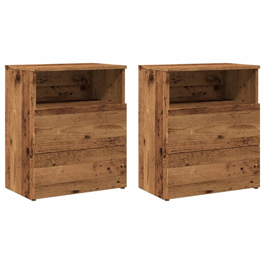 Nachttische 2 Stk. Altholz-Optik 50x32x60 cm Holzwerkstoff