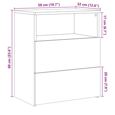 Nachttische 2 Stk. Altholz-Optik 50x32x60 cm Holzwerkstoff