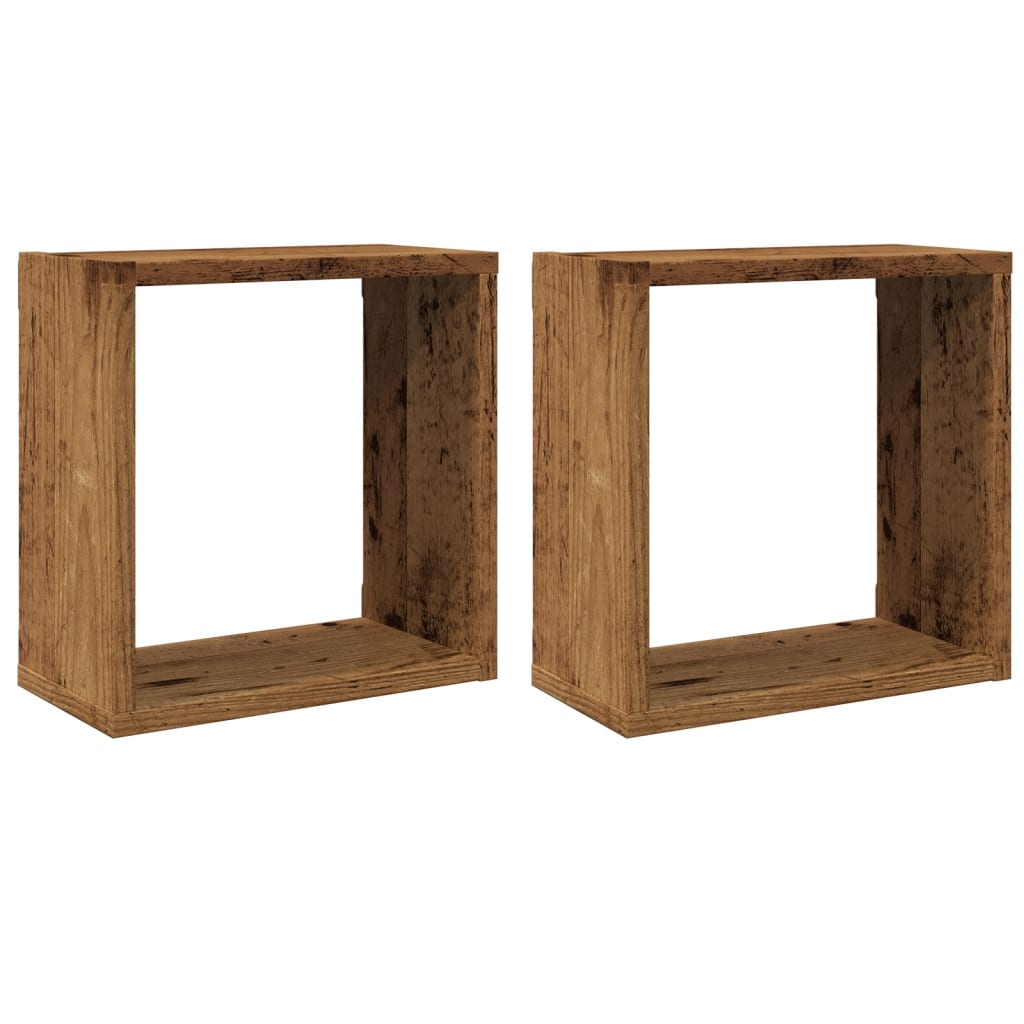 Würfel-Wandregale 2 Stk. Altholz-Optik 30x15x30 Holzwerkstoff