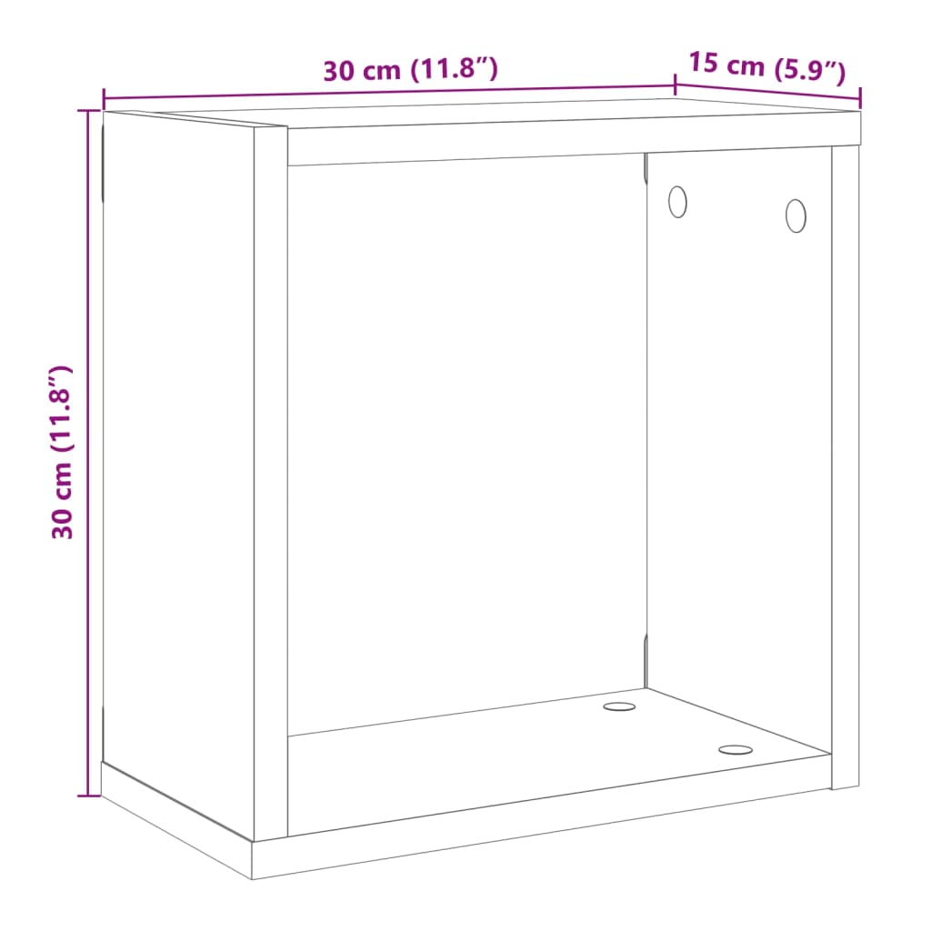 Würfel-Wandregale 2 Stk. Altholz-Optik 30x15x30 Holzwerkstoff