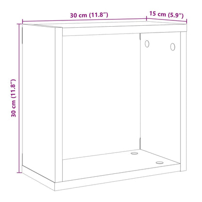 Würfel-Wandregale 6 Stk. Altholz-Optik 30x15x30 Holzwerkstoff