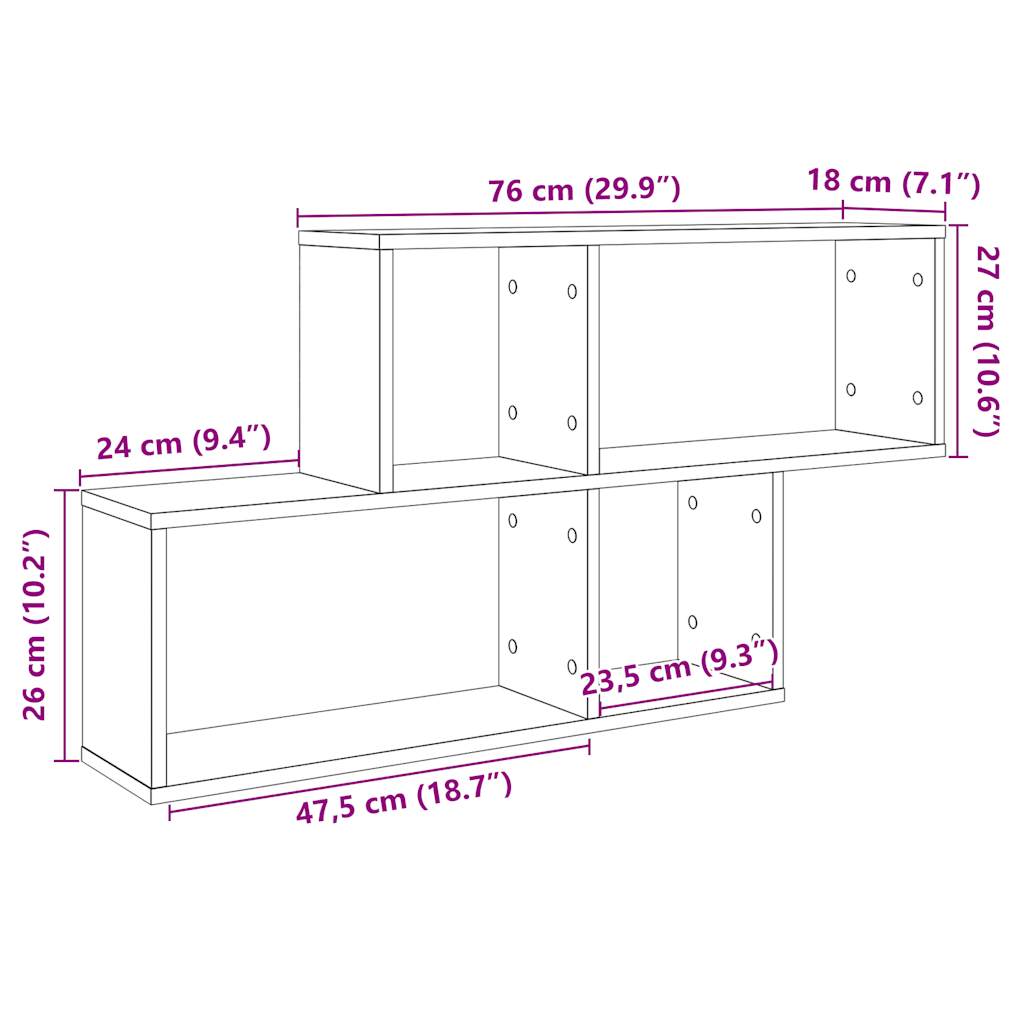 Wandregal Altholz-Optik 100x18x53 cm Holzwerkstoff