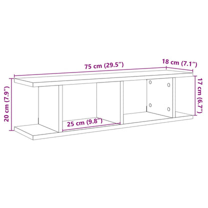 Wandregale 2 Stk. Artisan-Eiche 75x18x20 cm Holzwerkstoff