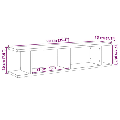 Wandregale 2 Stk. Altholz-Optik 90x18x20 cm Holzwerkstoff