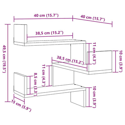 Wand-Eckregale 2 Stk. Altholz-Optik 40x40x49,5 Holzwerkstoff