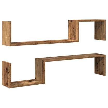 Wandregale 2 Stk. Altholz-Optik 100x15x20 cm Holzwerkstoff