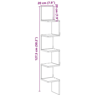 Wand-Eckregal Altholz-Optik 20x20x127,5 cm Holzwerkstoff