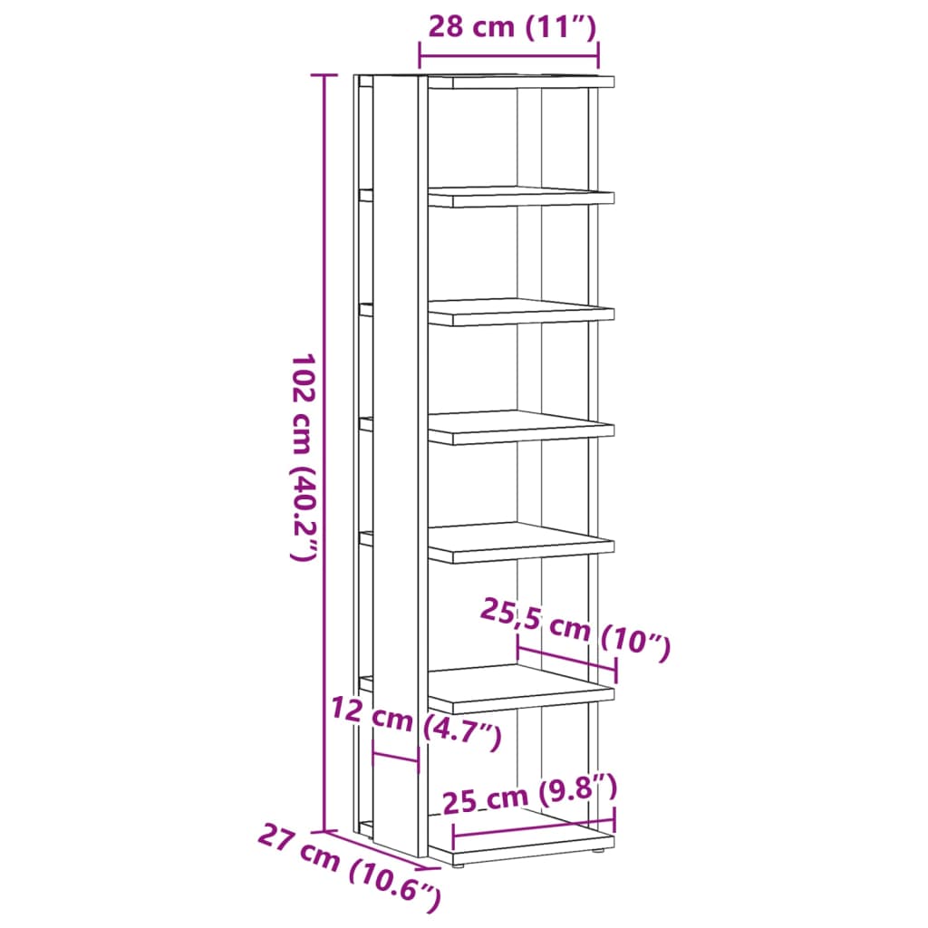 Schuhschrank Altholz-Optik 28x27x102 cm Holzwerkstoff