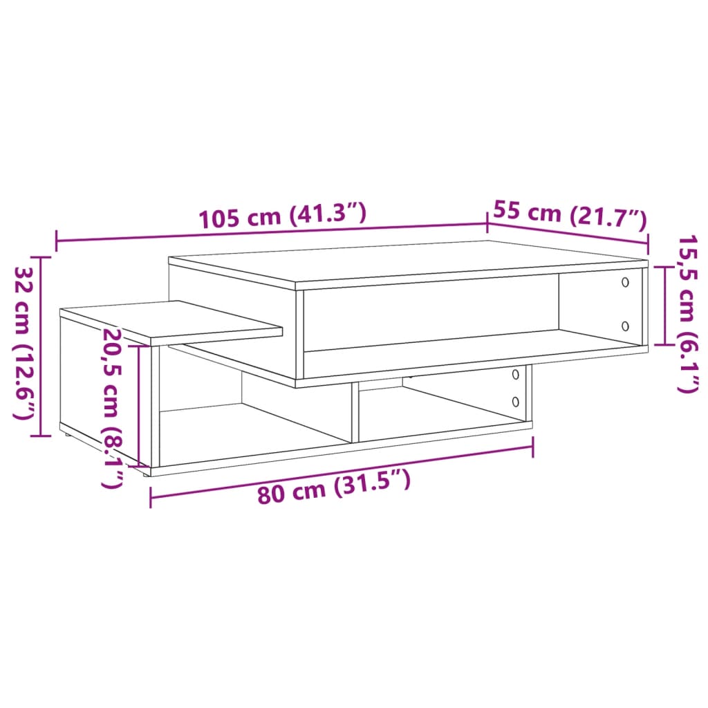 Couchtisch Altholz-Optik 105x55x32 cm Holzwerkstoff