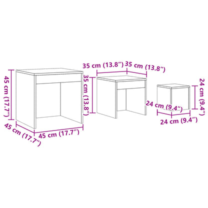 Satztische 3 Stk. Altholz-Optik Holzwerkstoff