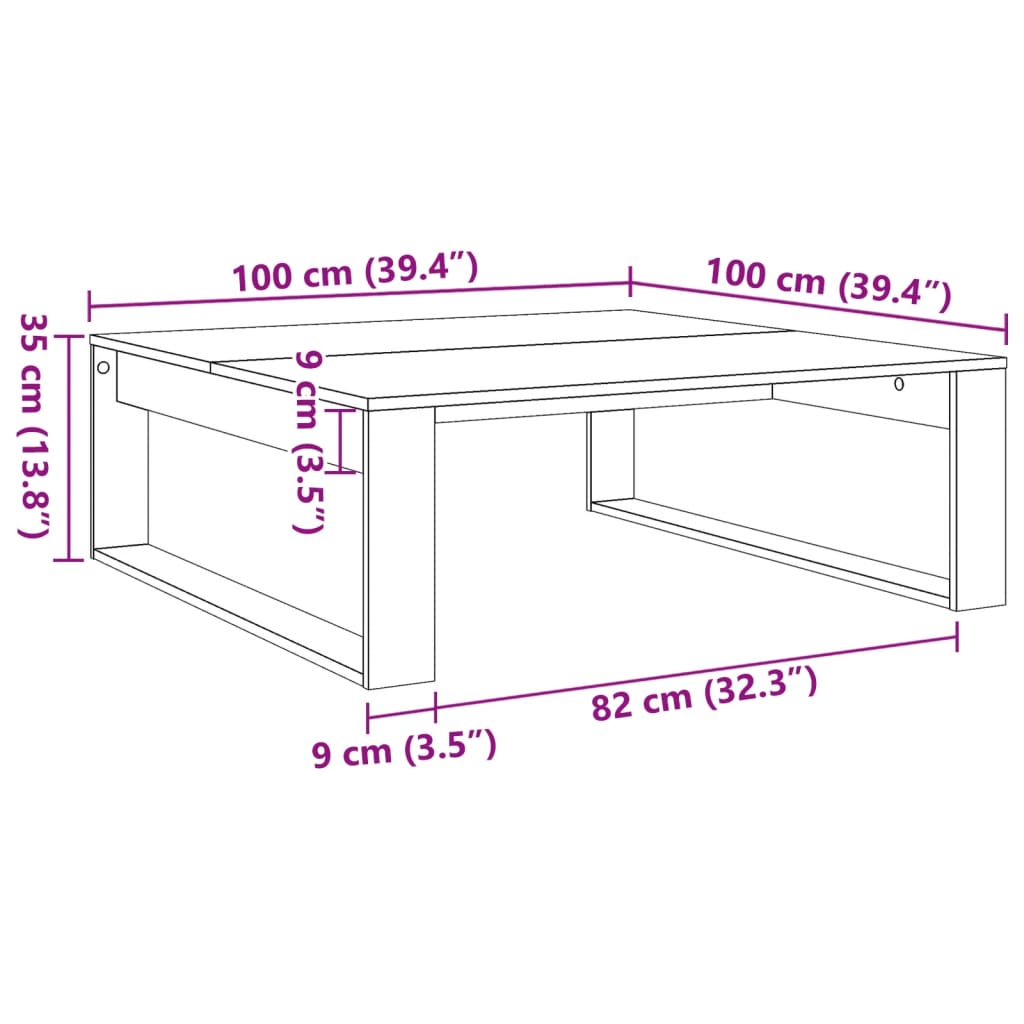 Couchtisch Altholz-Optik 100x100x35 cm Holzwerkstoff