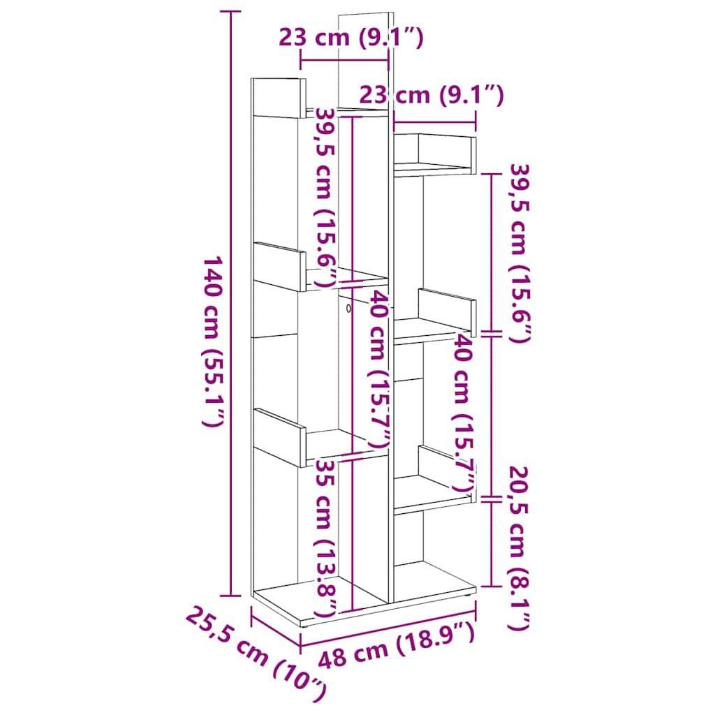 Bücherregal Altholz-Optik 48x25,5x140 cm Holzwerkstoff