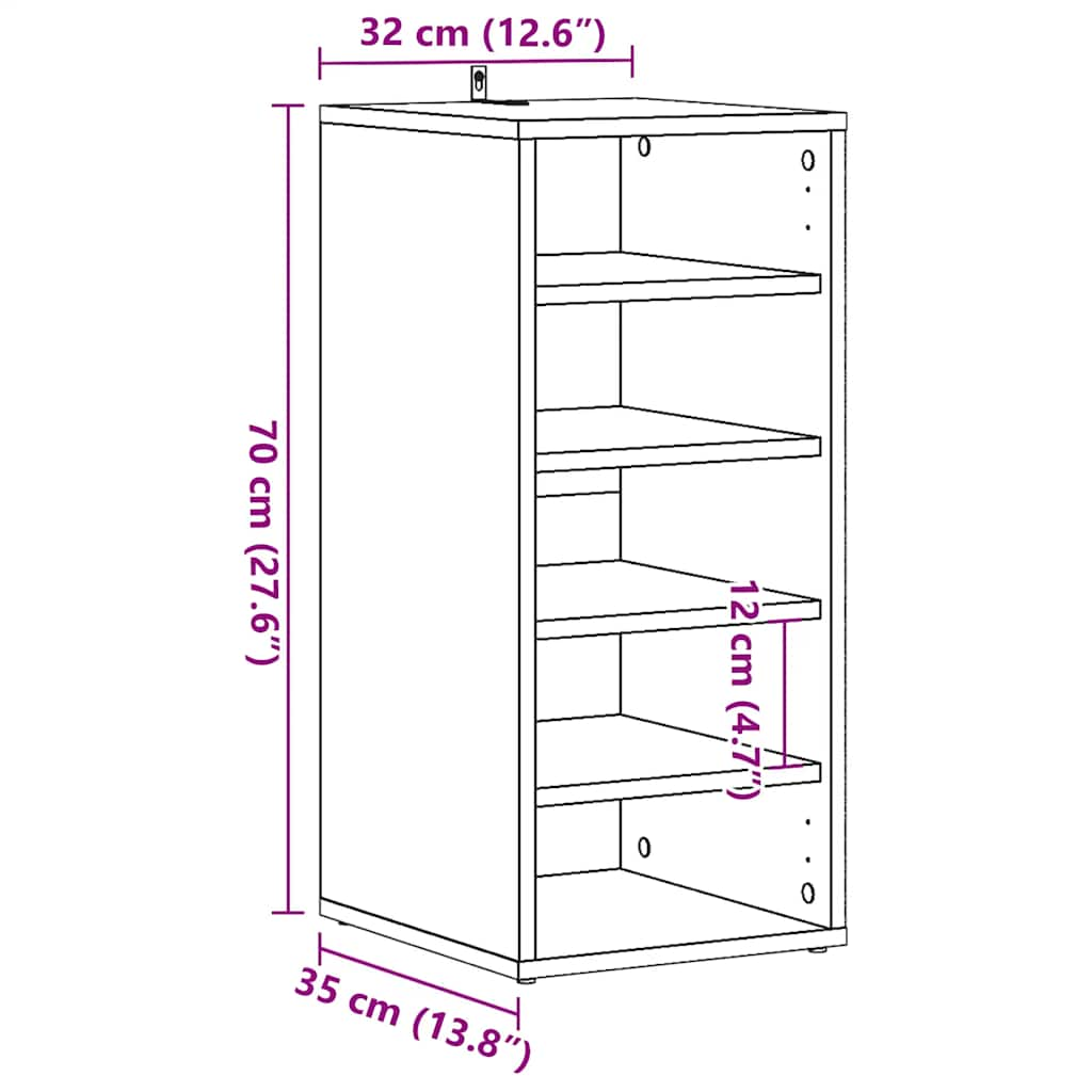 Schuhschrank Artisan-Eiche 32x35x70 cm Holzwerkstoff