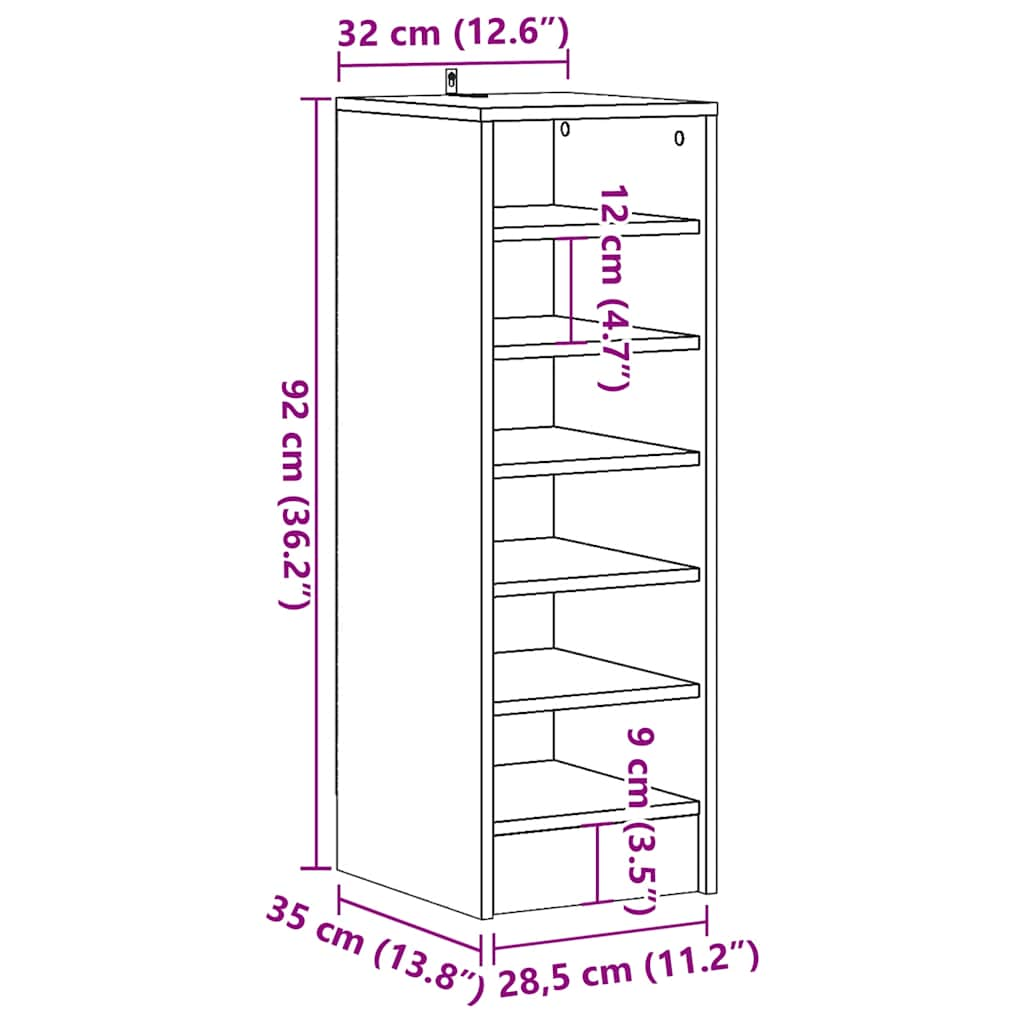 Schuhschrank Altholz-Optik 32x35x92 cm Holzwerkstoff