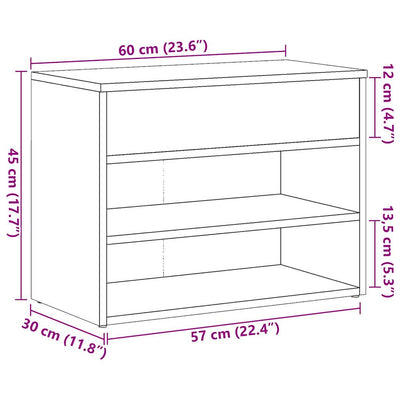 Schuhbank Artisan-Eiche 60x30x45 cm Holzwerkstoff