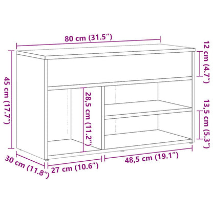 Schuhbank Altholz-Optik 80x30x45 cm Holzwerkstoff