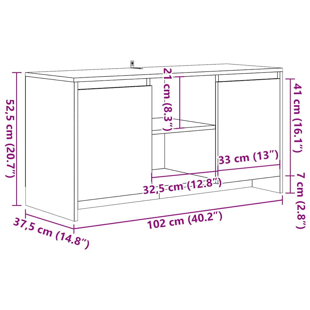 TV-Schrank Altholz-Optik 102x37,5x52,5 cm Holzwerkstoff