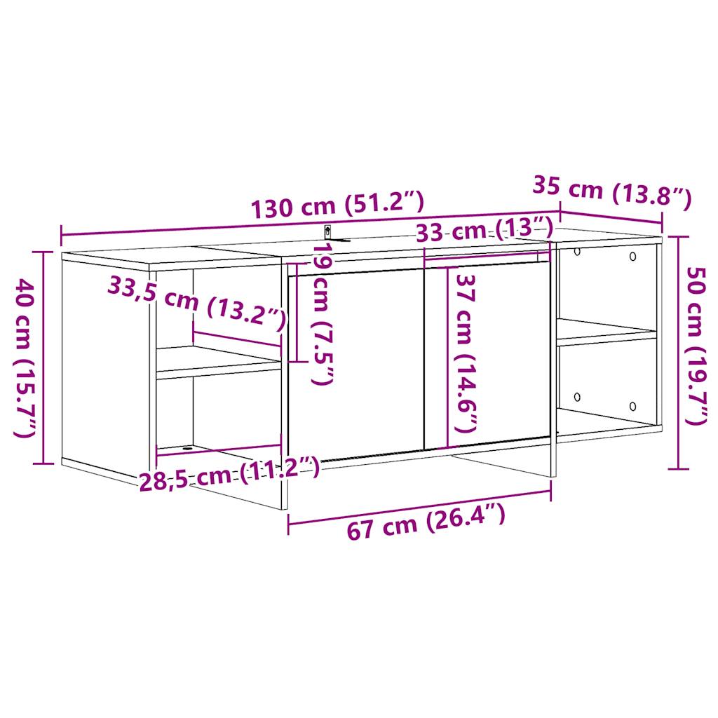 TV-Schrank Altholz-Optik 130x35x50 cm Holzwerkstoff