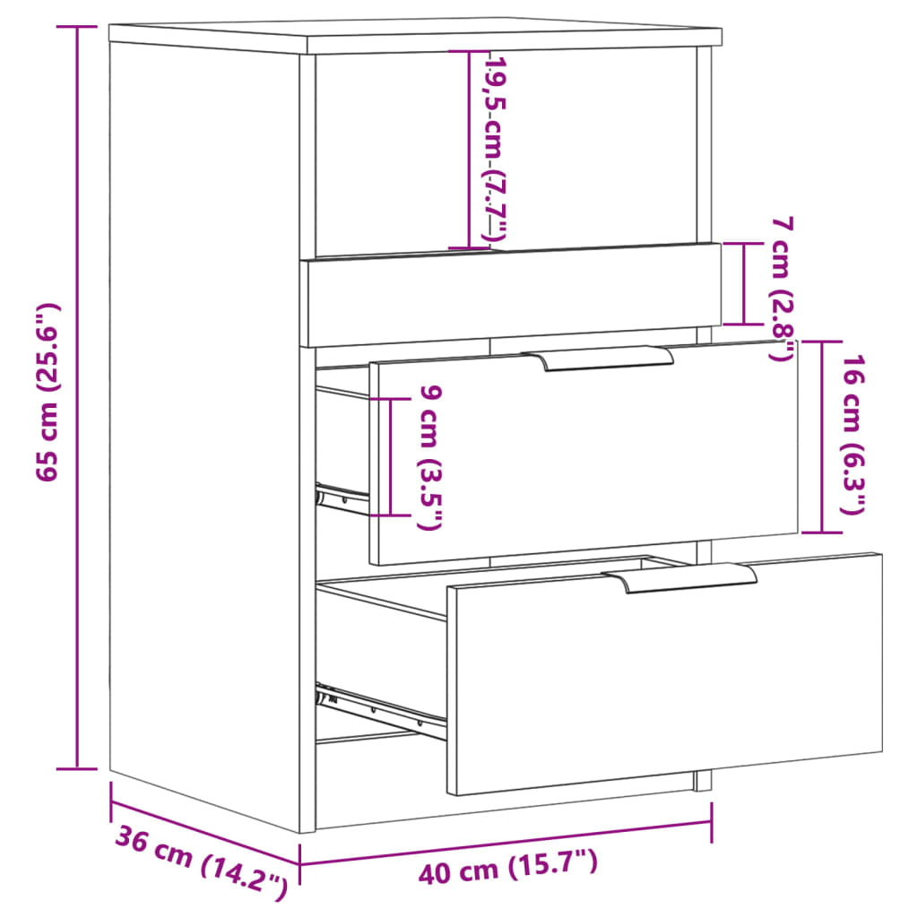 Nachttische 2 Stk. Altholz-Optik 40x36x65 cm Holzwerkstoff