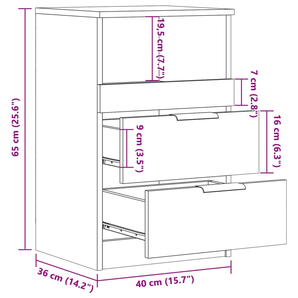 Nachttisch Artisan-Eiche 40x36x65 cm Holzwerkstoff