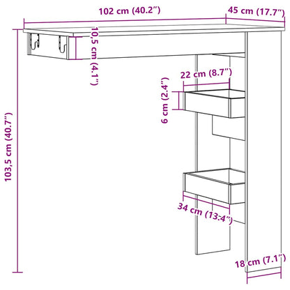 Wand-Bartisch Altholz-Optik 102x45x103,5 cm Holzwerkstoff