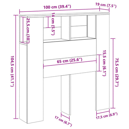 Kopfteil mit Ablagen Altholz-Optik 100x19x104,5cm Holzwerkstoff