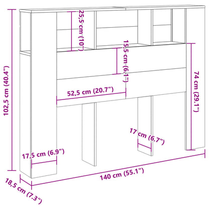 Kopfteil mit Stauraum Altholz-Optik 140x18,5x102,5 cm