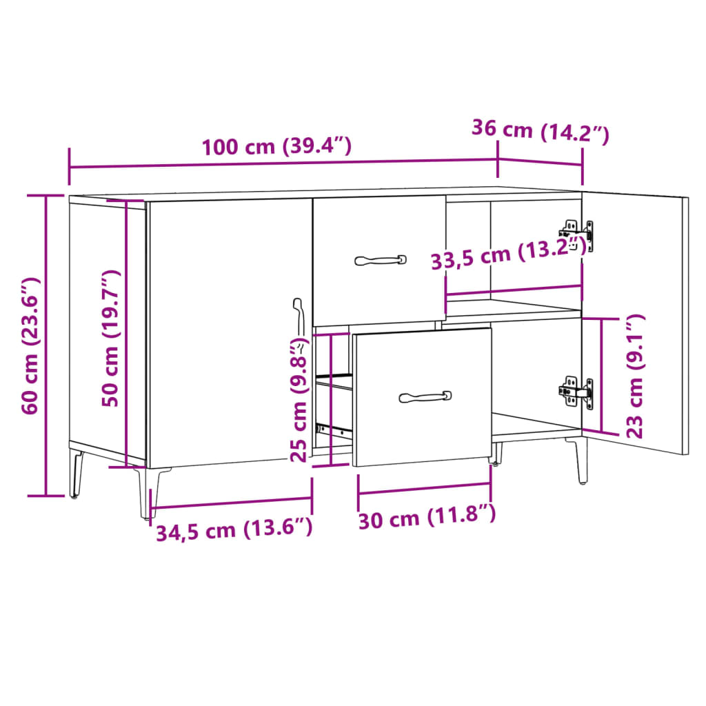 Sideboard Altholz-Optik 100x36x60 cm Holzwerkstoff