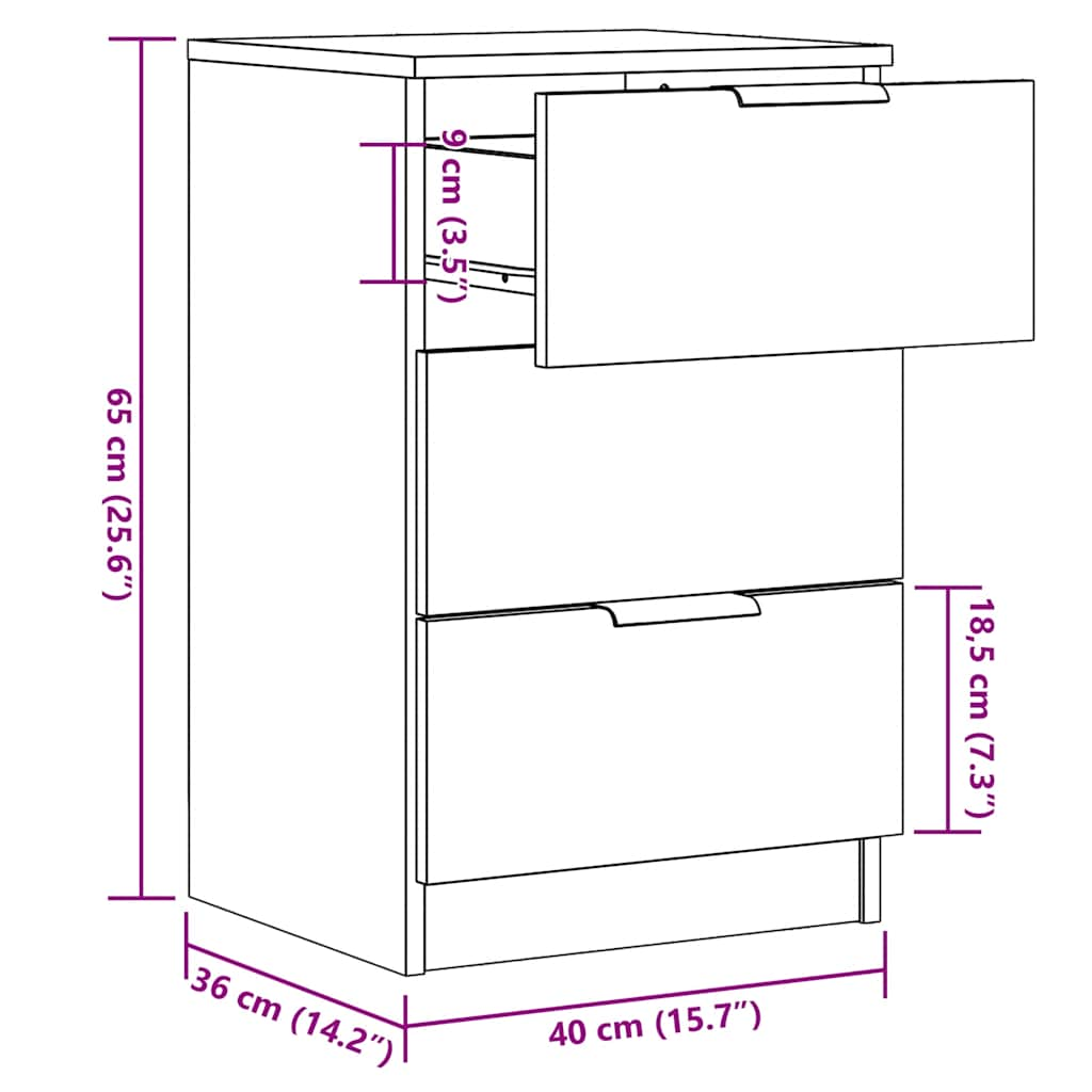 Nachttisch Artisan-Eiche 40x36x65 cm Holzwerkstoff