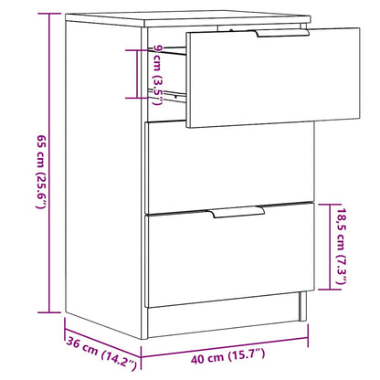 Nachttische 2 Stk. Artisan-Eiche 40x36x65 cm Holzwerkstoff