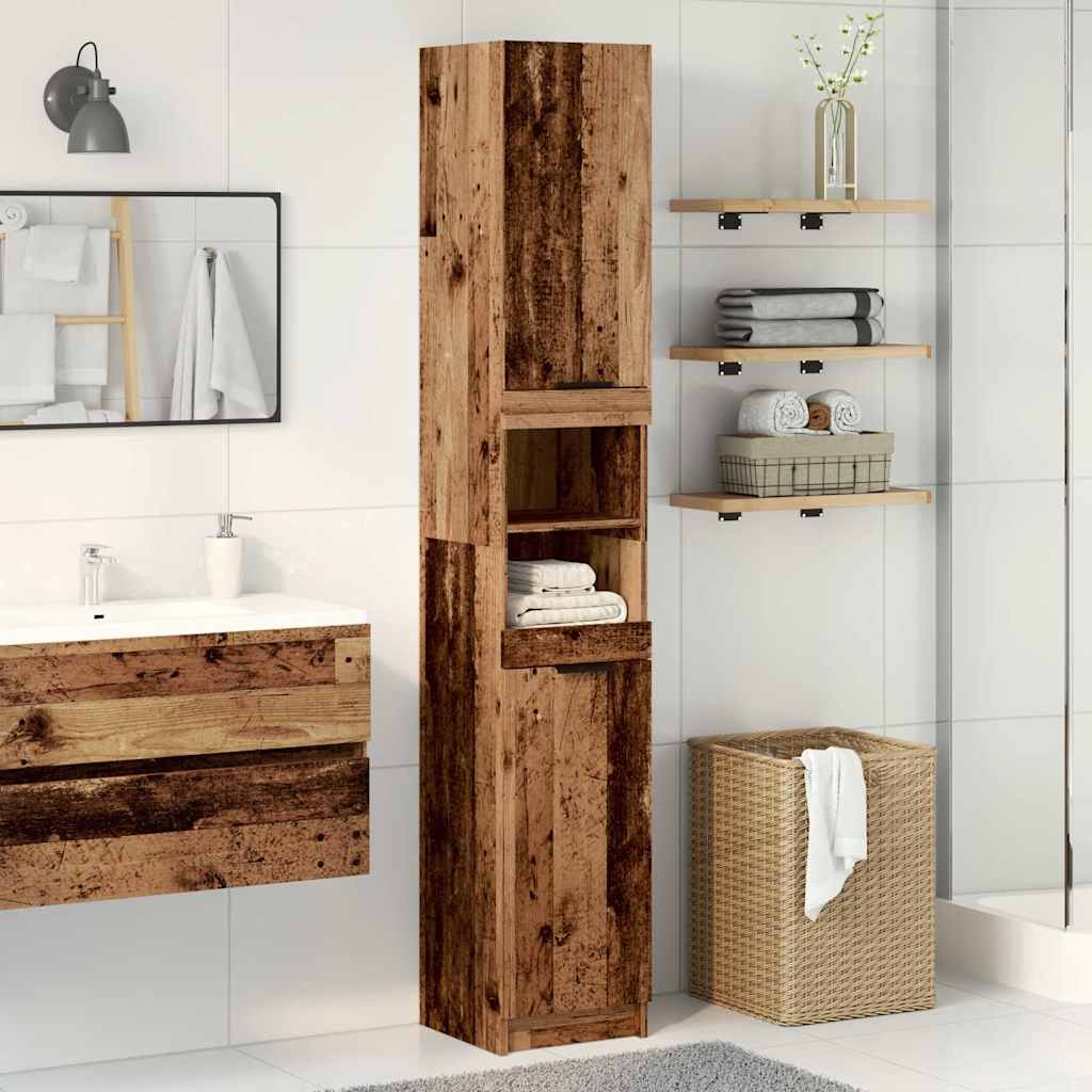 Badschrank Altholz-Optik 32x34x188,5 cm Holzwerkstoff