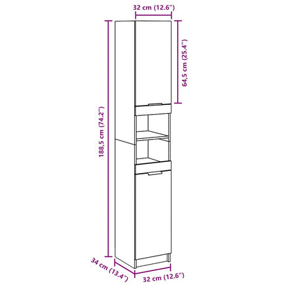 Badschrank Altholz-Optik 32x34x188,5 cm Holzwerkstoff