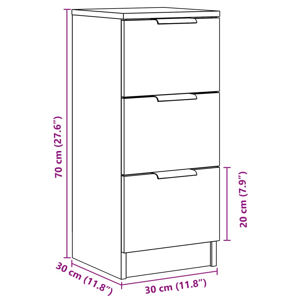 Sideboards 2 Stk. Altholz-Optik 30x30x70 cm Holzwerkstoff