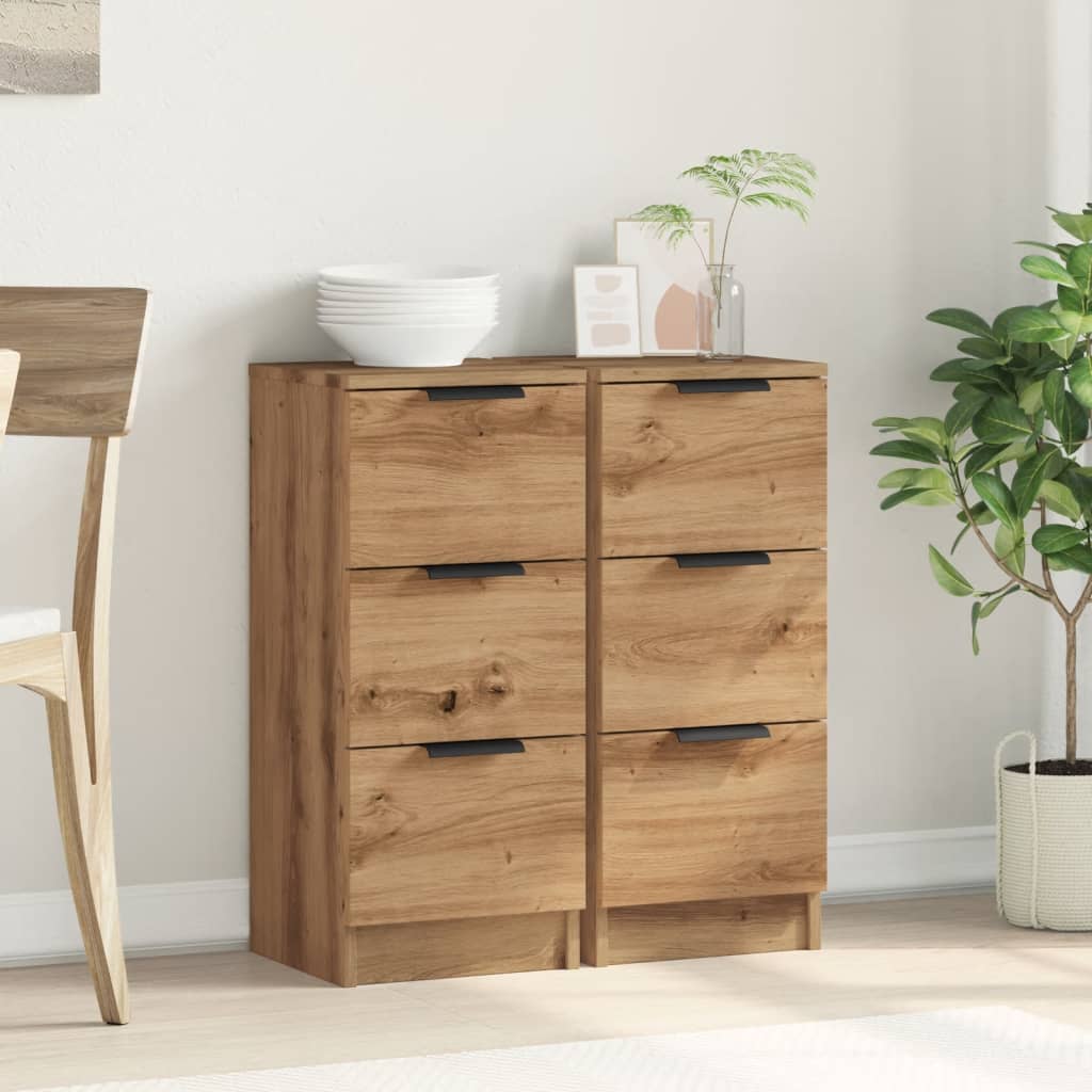 Sideboards 2 Stk. Artisan-Eiche 30x30x70 cm Holzwerkstoff