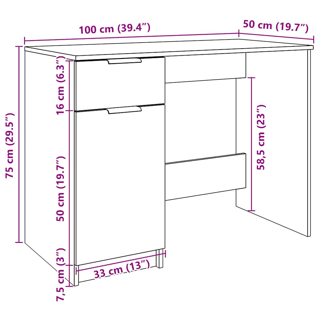 Schreibtisch Altholz-Optik 100x50x75 cm Holzwerkstoff