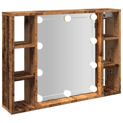 Spiegelschrank mit LED-Leuchten Altholz-Optik 76x15x55 cm