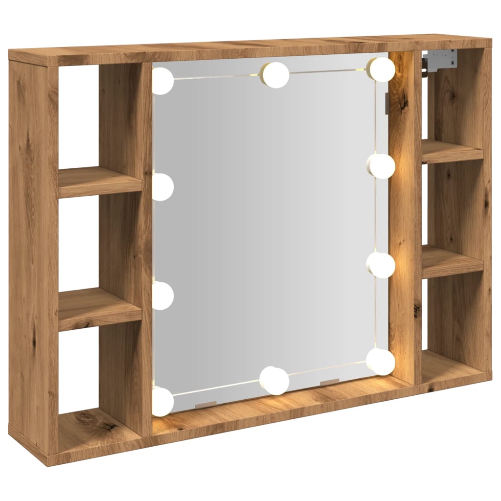 Spiegelschrank mit LED-Leuchten Artisan-Eiche 76x15x55 cm