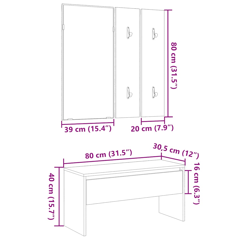 Garderoben-Set Altholz-Optik Holzwerkstoff