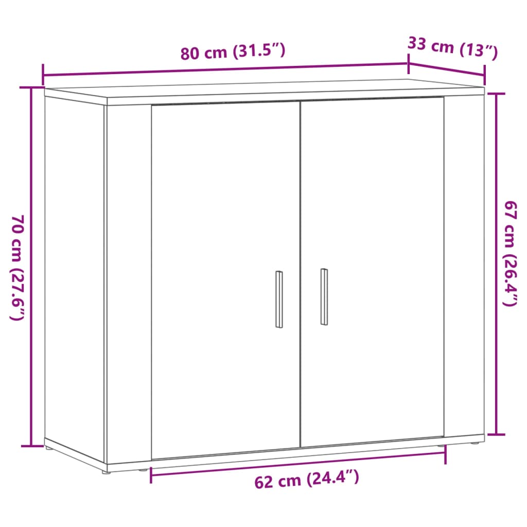 Sideboard Artisan-Eiche 80x33x70 cm Holzwerkstoff