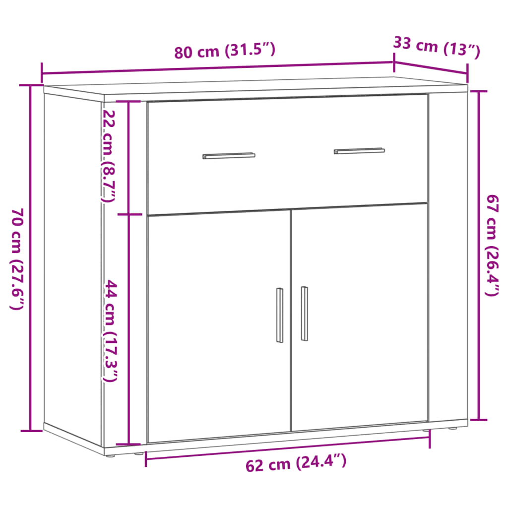 Sideboard Altholz-Optik 80x33x70 cm Holzwerkstoff