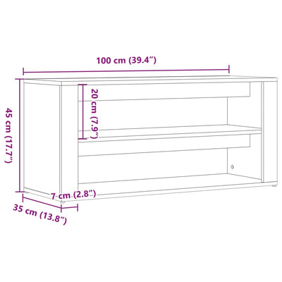 Schuhbank Altholz-Optik 100x35x45 cm Holzwerkstoff