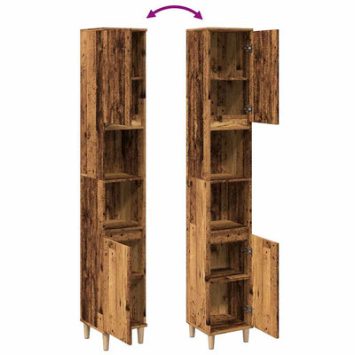 Badschrank Altholz-Optik 30x30x190 cm Holzwerkstoff