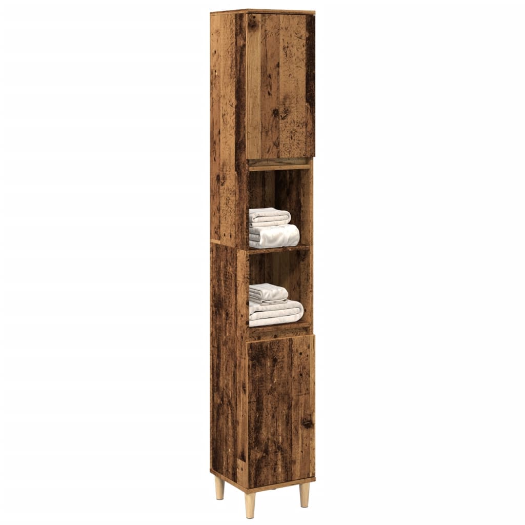 Badschrank Altholz-Optik 30x30x190 cm Holzwerkstoff