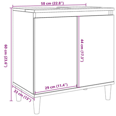 Waschbeckenunterschrank Betongrau 58x33x60 cm Holzwerkstoff