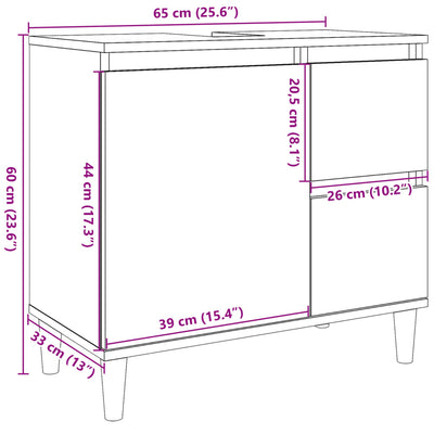 Waschbeckenunterschrank Artisan-Eiche 65x33x60 cm Holzwerkstoff