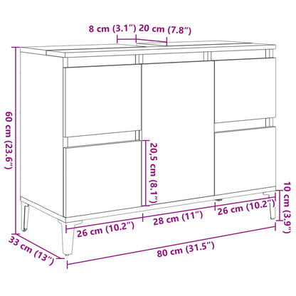 Waschbeckenunterschrank Altholz-Optik 80x33x60 cm Holzwerkstoff