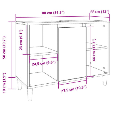 Badschrank Betongrau 80x33x60 cm Holzwerkstoff