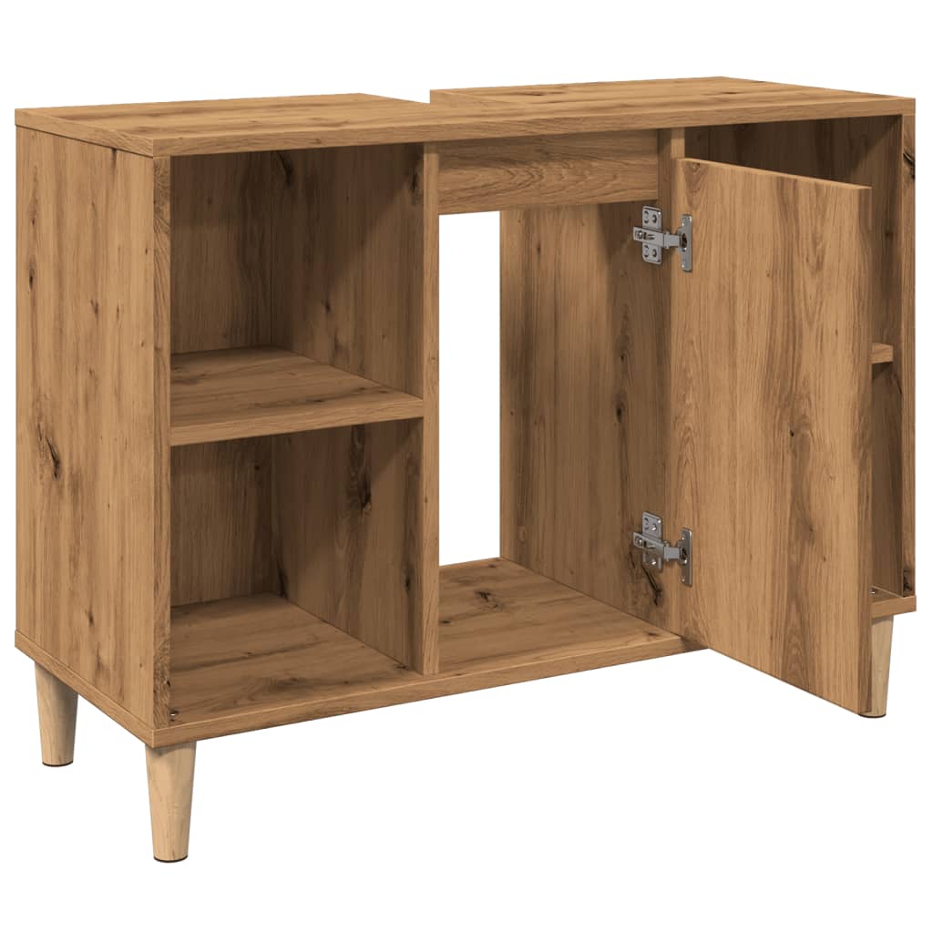 Badschrank Braun Artisan-Eiche 80x33x60 cm Holzwerkstoff