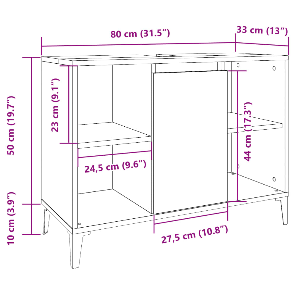 Waschbeckenunterschrank Altholz-Optik 80x33x60 cm Holzwerkstoff