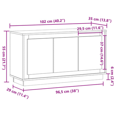 Sideboard Artisan-Eiche 102x35x55 cm Holzwerkstoff